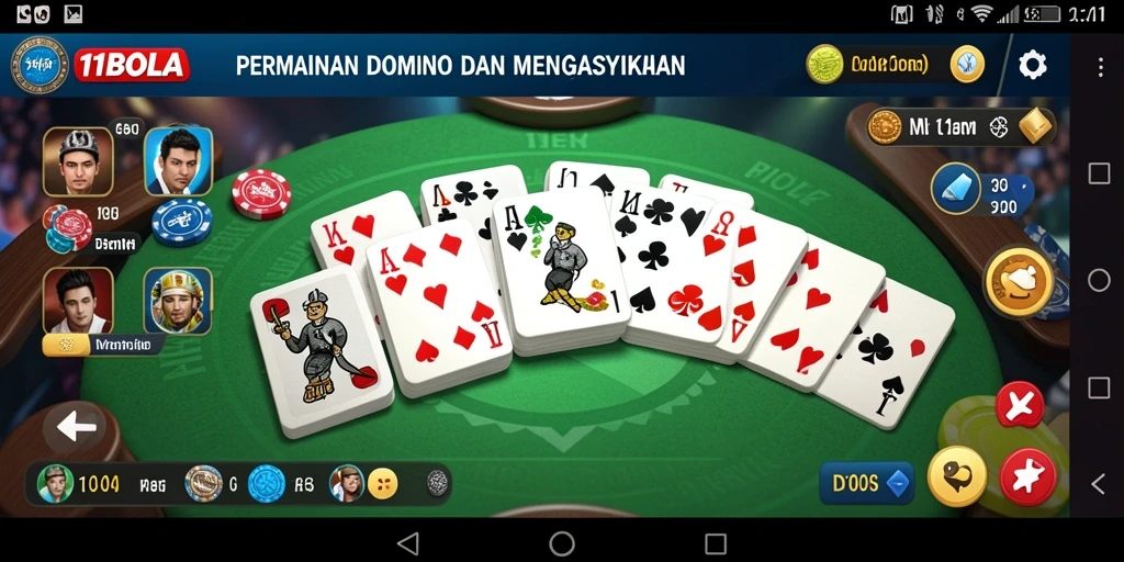 Tampilan gameplay menarik dari aplikasi 11BOLA dalam permainan Domino.