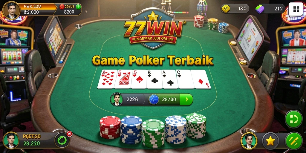 Tampilan gameplay seru di 77WIN saat bermain Poker.