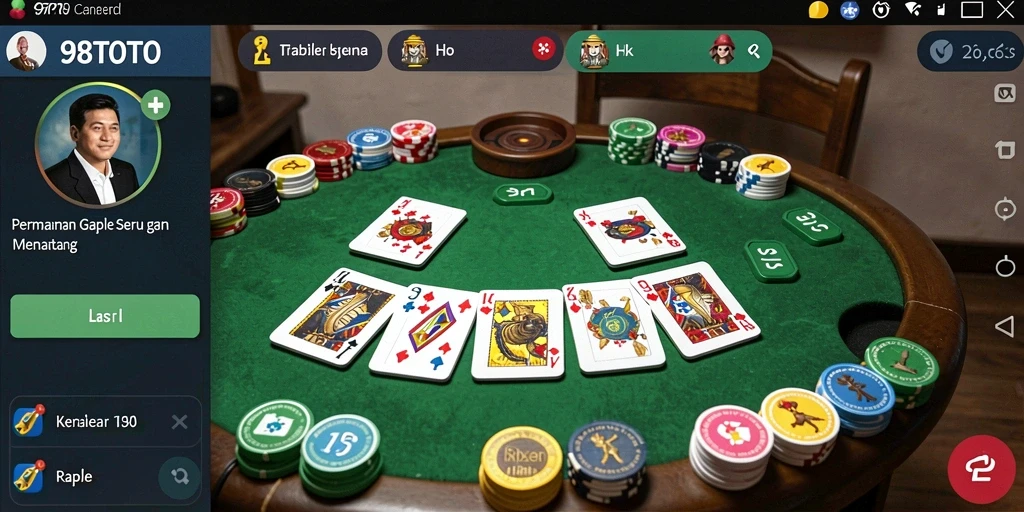 Tampilan gameplay menarik dari 98TOTO dalam permainan Gaple.