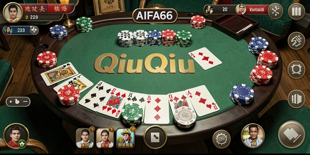 Tampilan gameplay seru AIFA66 yang menampilkan pertandingan QiuQiu.