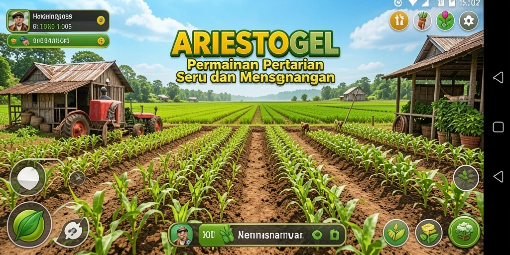 Tangkapan layar ARIESTOGEL menunjukkan pengguna yang menikmati gameplay pertanian.