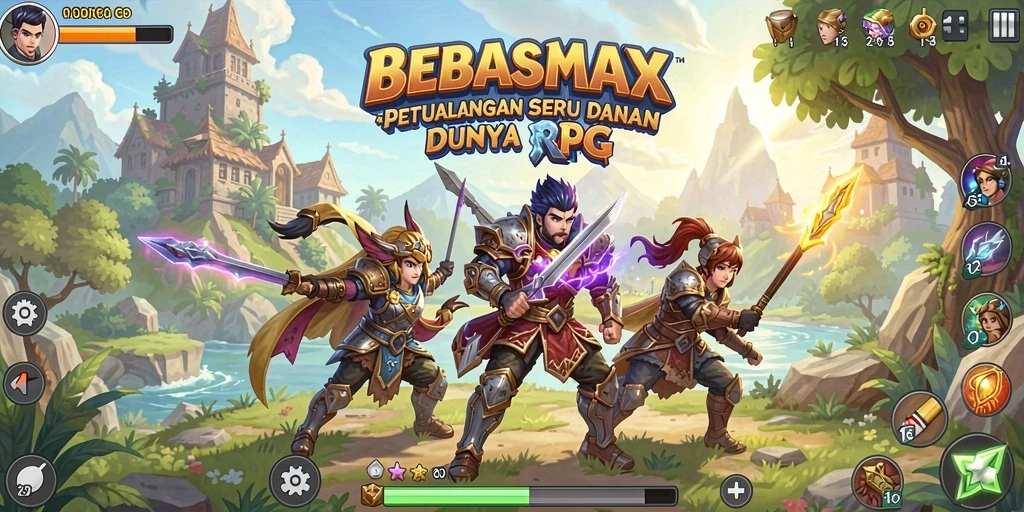 Tampilan gameplay seru di dunia petualangan RPG BEBASMAX.