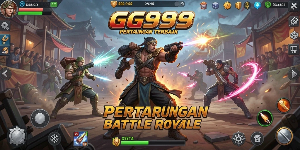 Screenshot GG999 menampilkan aksi seru dalam pertempuran Battle Royale.