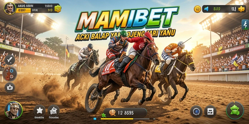 Tampilan gameplay menegangkan dari MAMIBET saat balapan di lintasan.