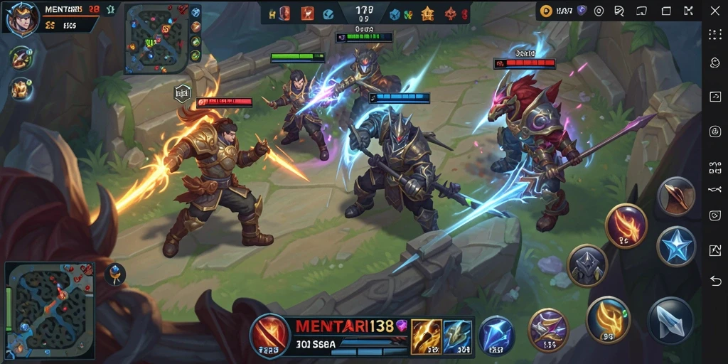 Screenshot utama MENTARI138 yang menunjukkan pertarungan seru dalam gameplay MOBA.