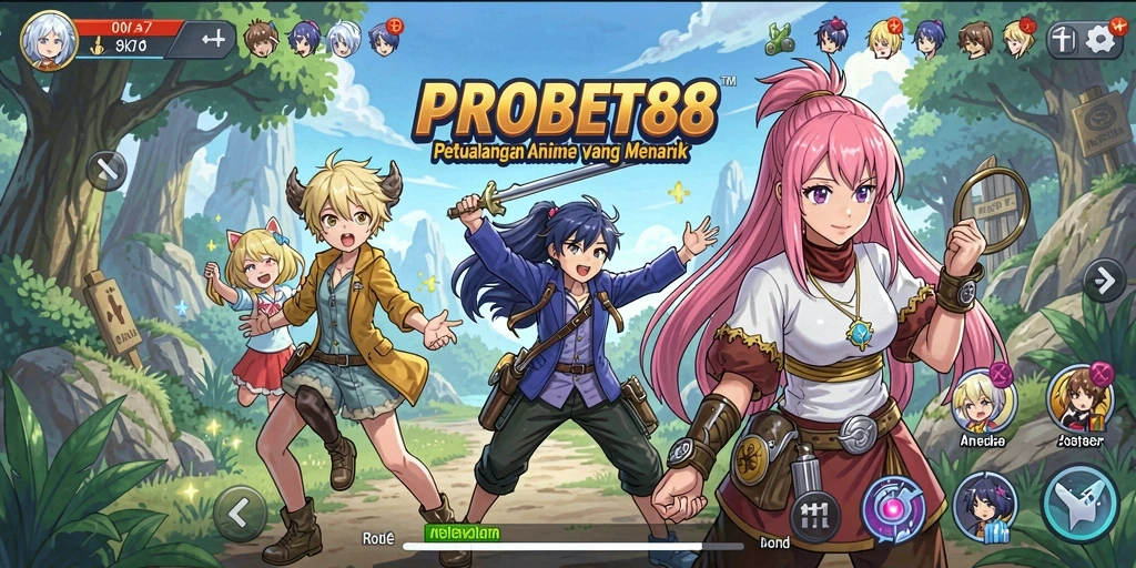 Tampilan gameplay PROBET88 dengan karakter anime ikonik.