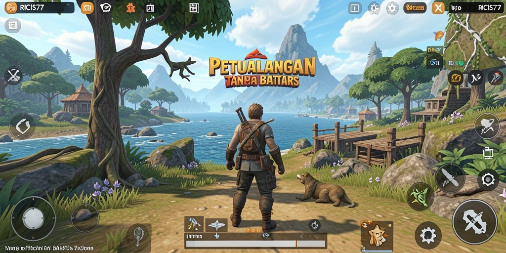 Tangkapan layar dari gameplay RICIS77 yang menampilkan eksplorasi dunia terbuka.