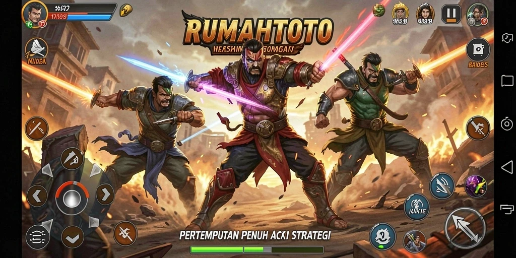 Tampilan seru pertarungan dalam RUMAHTOTO yang penuh aksi.
