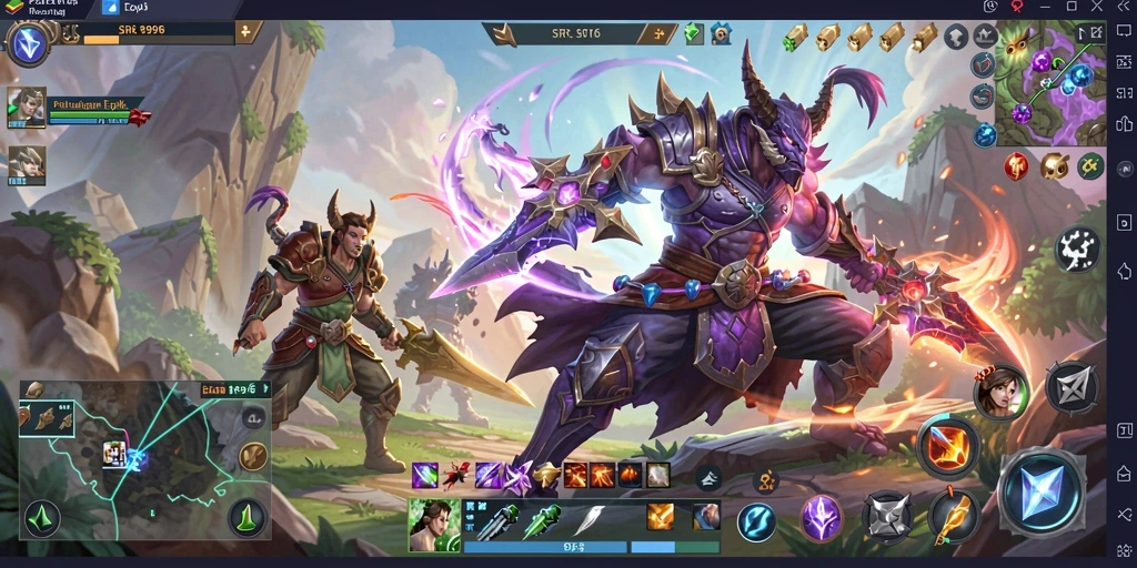 Gameplay epik di dunia fantasi SR996 dengan pertempuran seru.