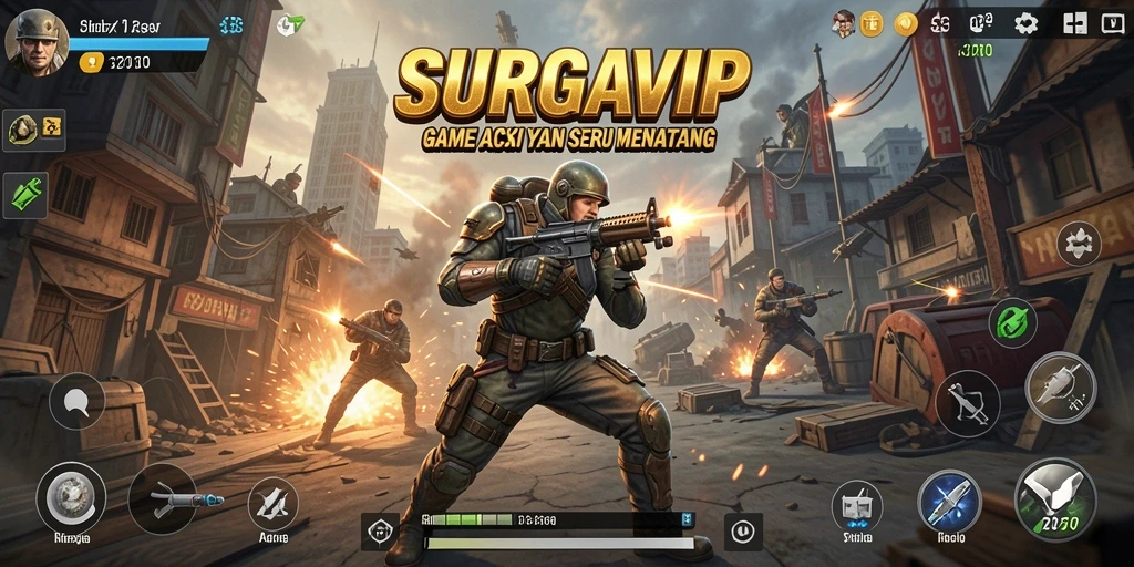 Tangkapan layar SURGAVIP menampilkan aksi mendebarkan dalam pertempuran.