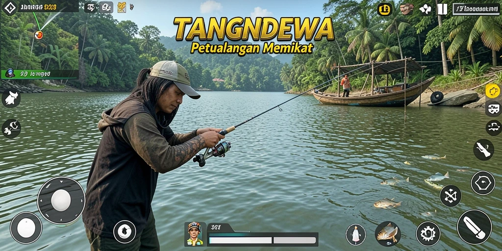 Tampilan gameplay yang menarik di TANGANDEWA dengan berbagai jenis ikan.
