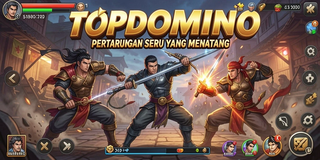 Tampilan aksi bertarung seru dalam game TOPDOMINO.